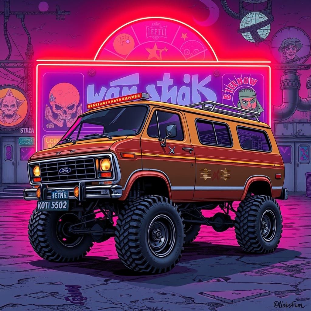 Custom 1970s Ford Van at Retro-Futuristic Show