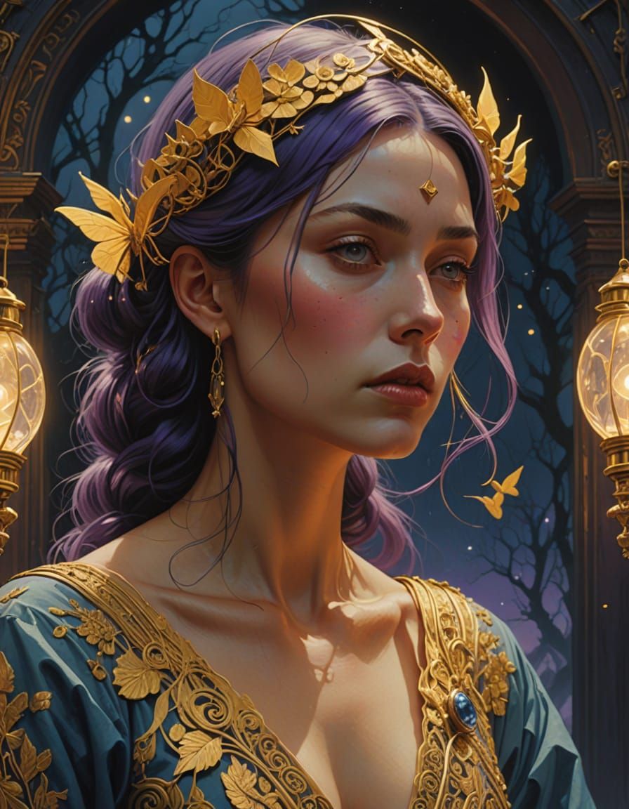 Surreal Russian Soldier in Mystical, Lantern-Lit Boudoir wit...