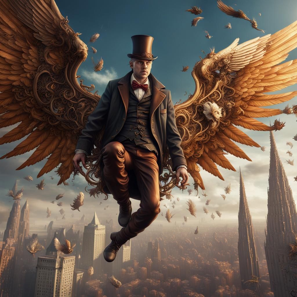 Steampunk Angel's Fall From Heaven