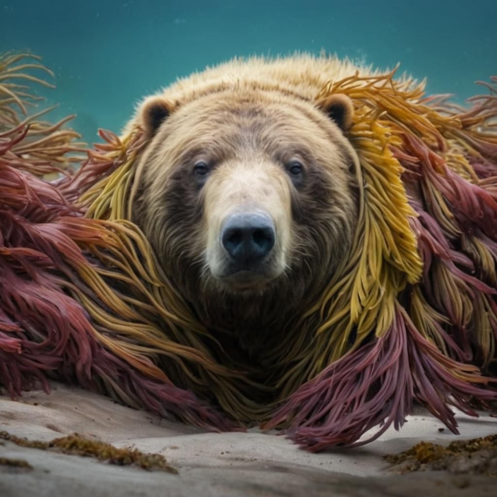 Sea Bear Relaxing on Ocean Bottom