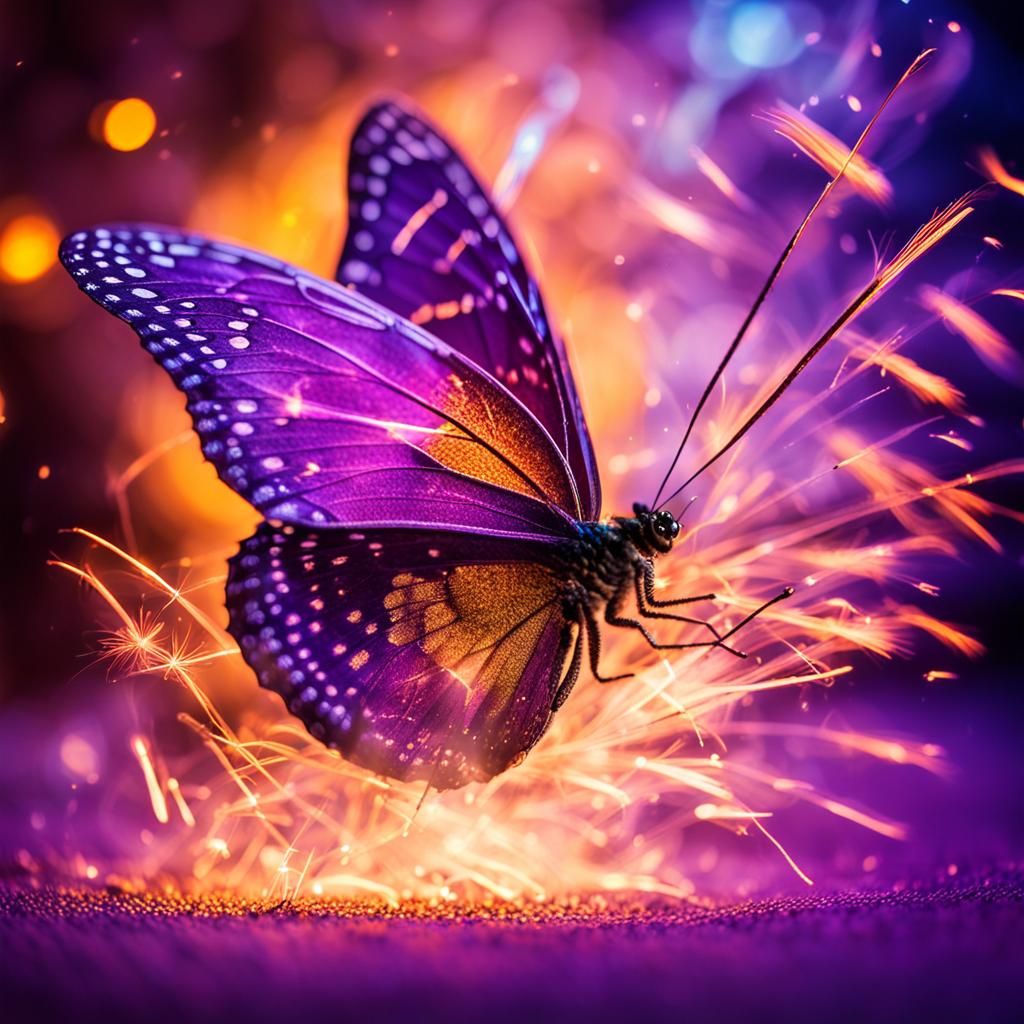 Fireworks Butterfly in Surrealist Macro Photography