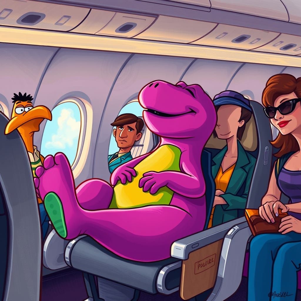 Sun-Kissed Barney Takes Flight in Vibrant Don Bluth-Inspired...