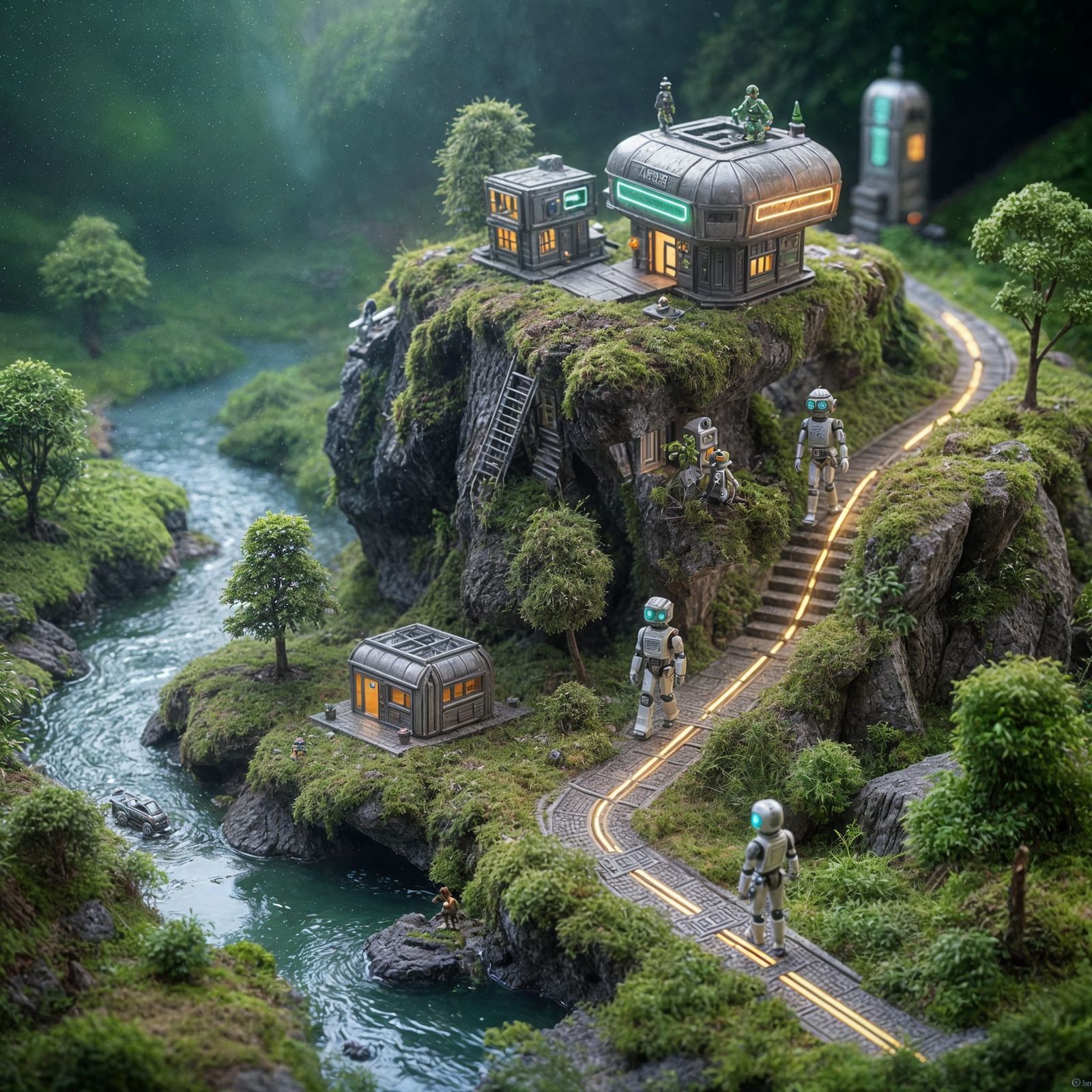 Miniature Futuristic City Blends Technology and Nature