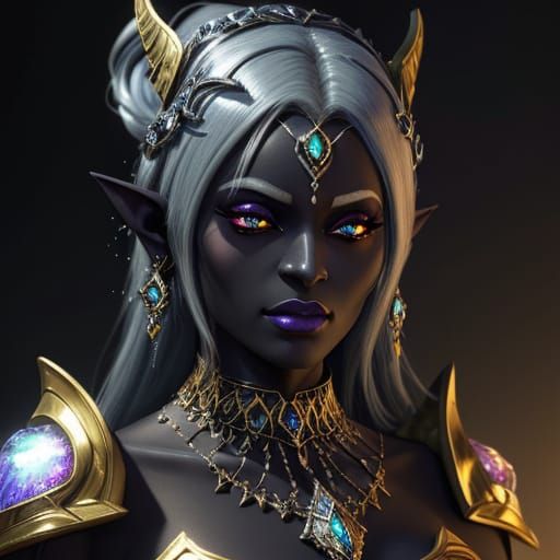 Drow Princess Portrait in Photorealistic Style
