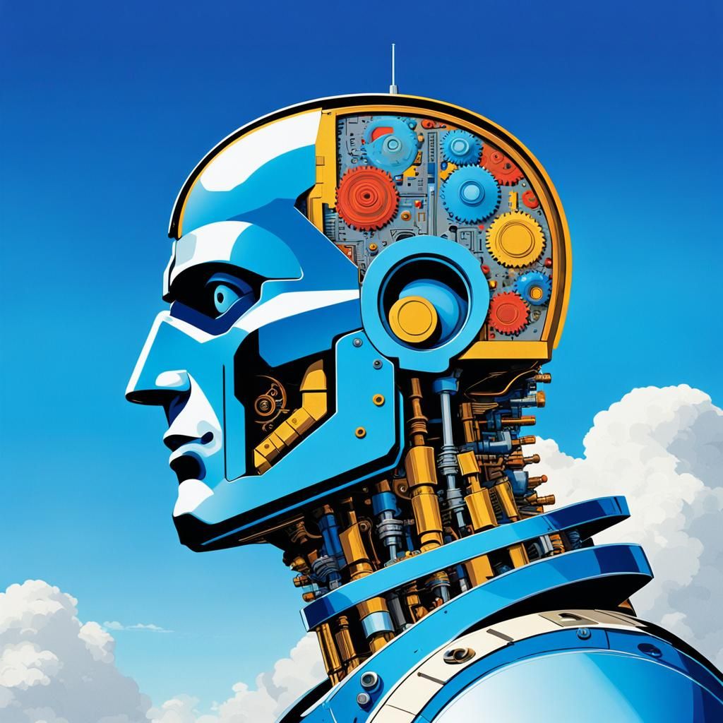 Cyborg Robot Man in 1940s Bauhaus Style