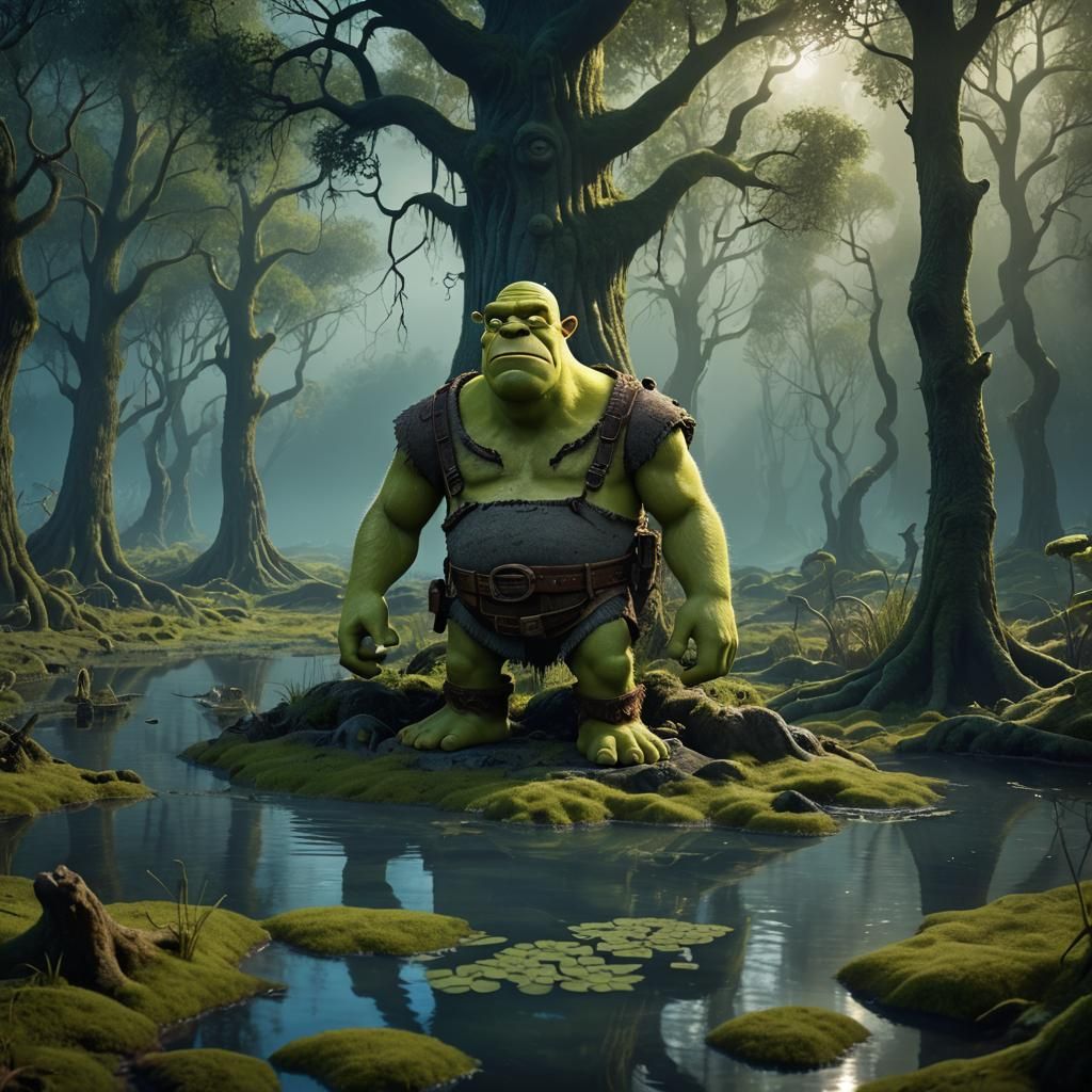 Shrek and Homer Simpson in Mystical Swamp