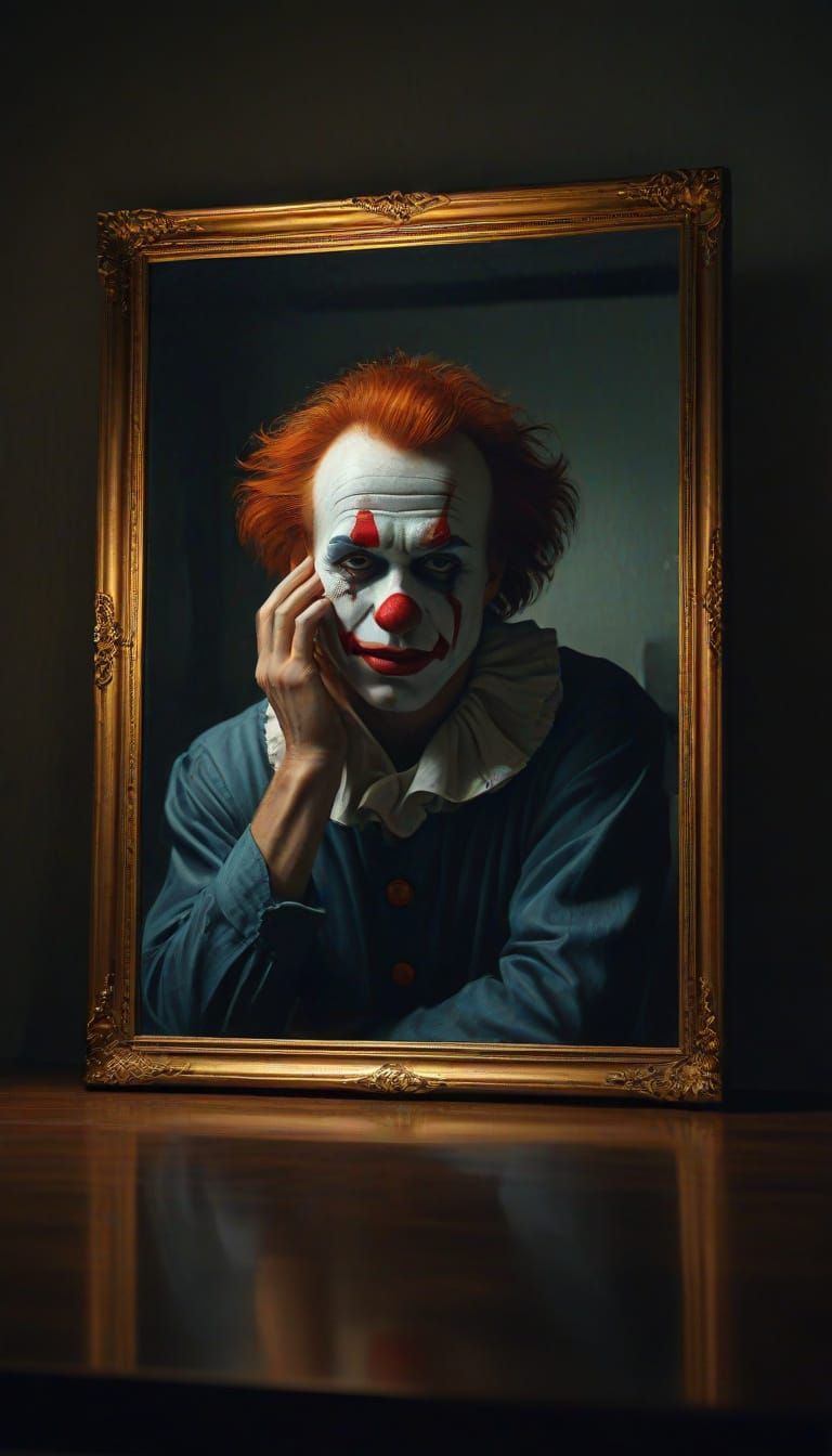 Sad Clown in Reflection