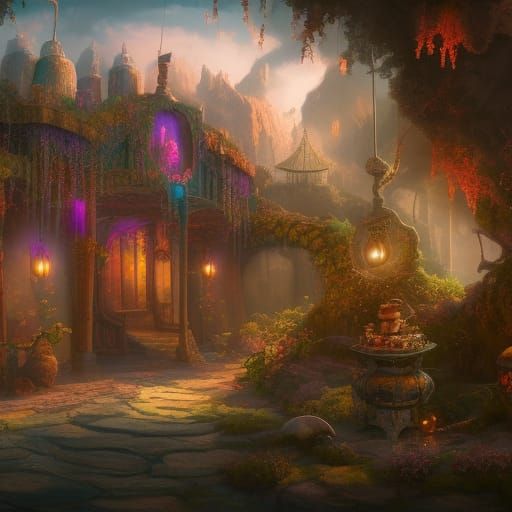 Fantastical Pet Shop in Detailed Matte Painting
