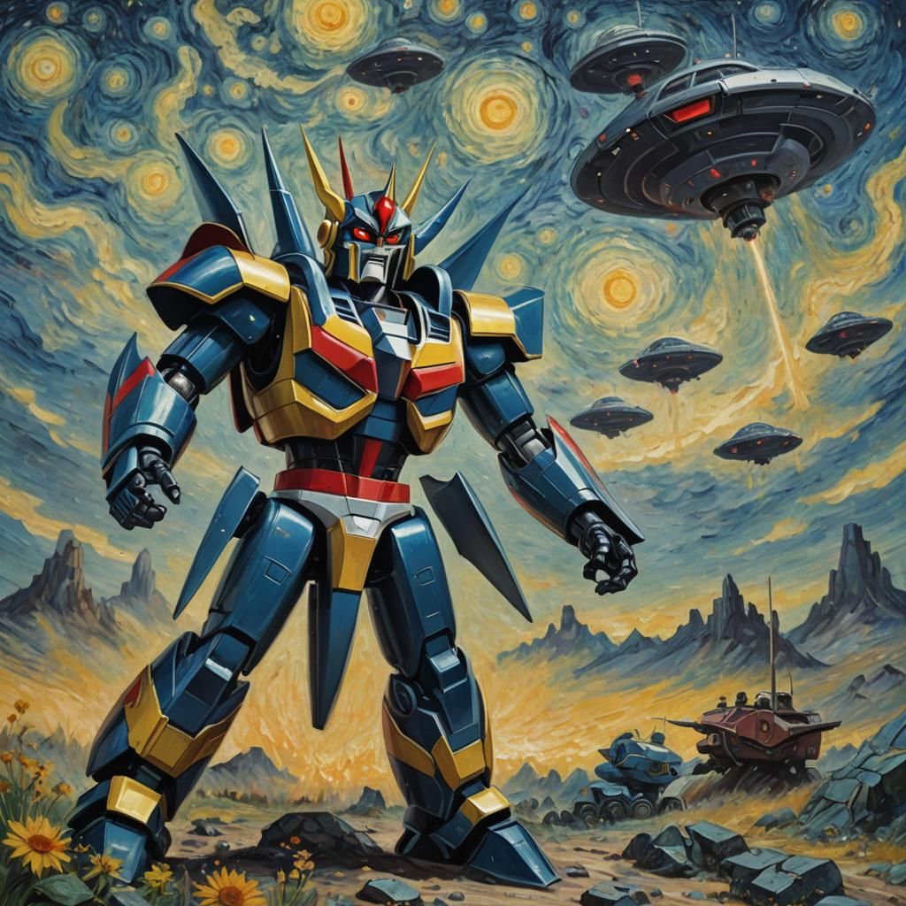 Grendizer Robot in Post-Impressionist Style
