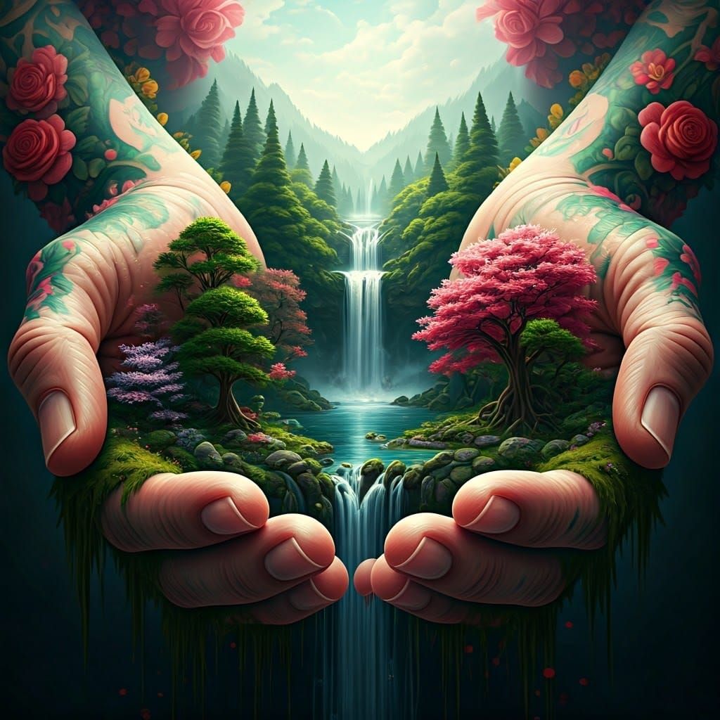 Whimsical Miniature Garden in Gentle Giant's Hands