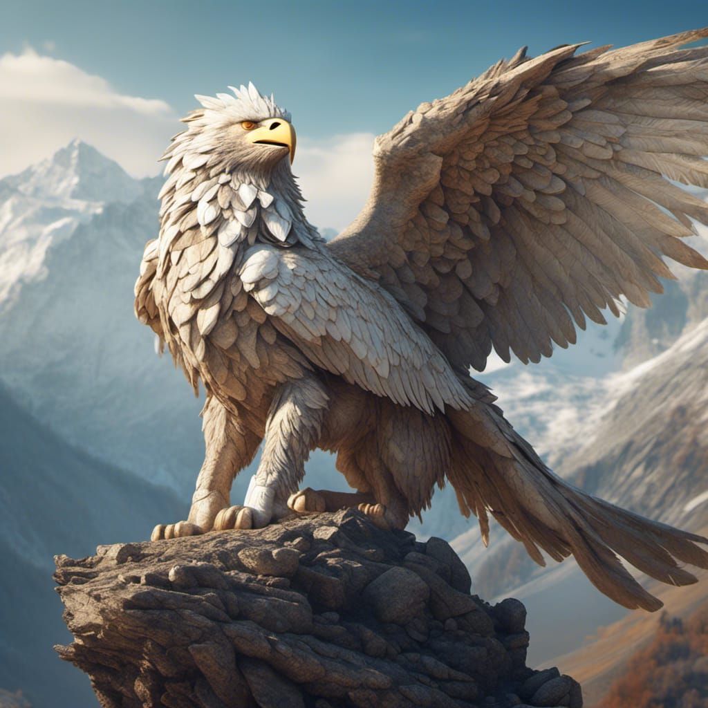 Majestic Gryphon in Mountain Landscape