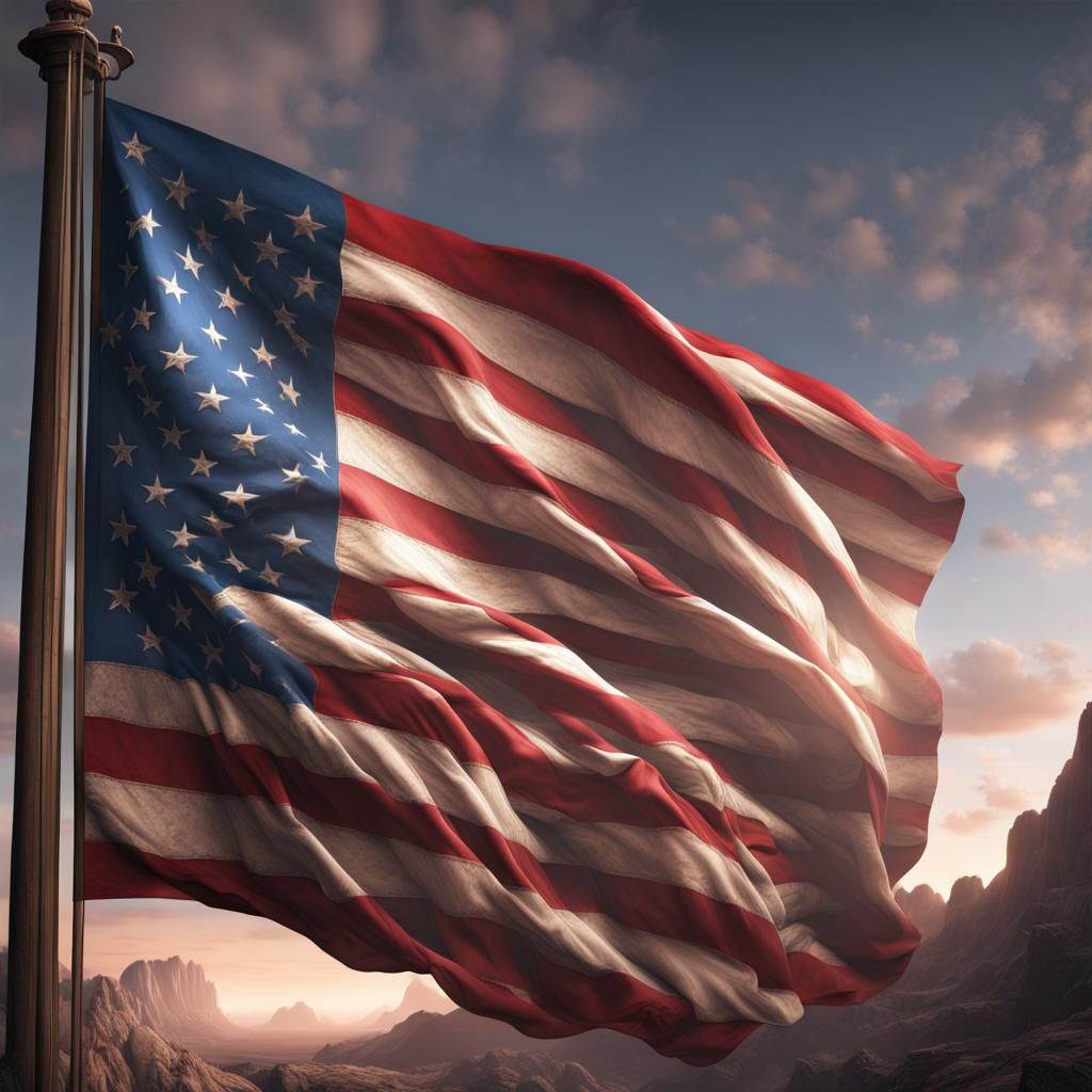 Detailed Matte Painting of an American Flag