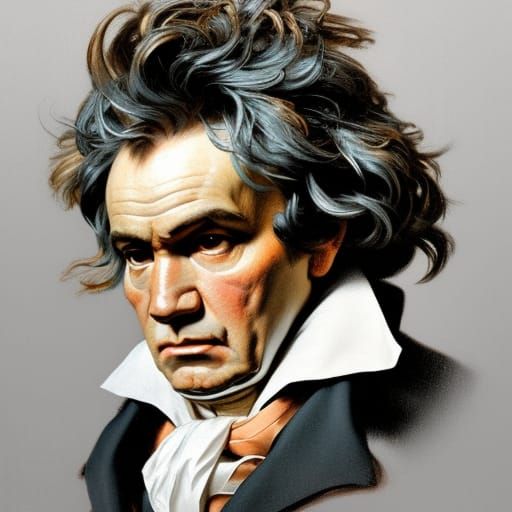 Beethoven Portrait in Hyperdetailed Style