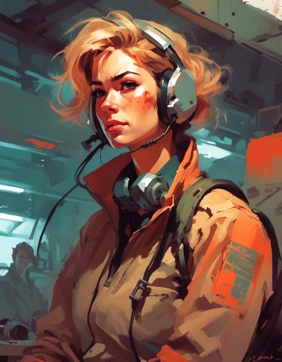 Gritty Gundam Mechanic in Comic Book Style