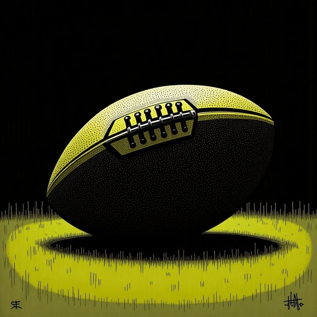 Cyberpunk Football with Claw Marks and Microchips