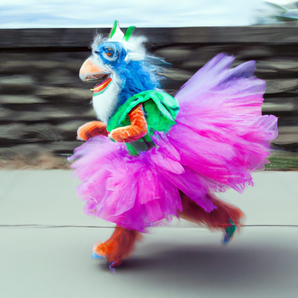 Furby Dinosaur Jogging in Tutu Photograph