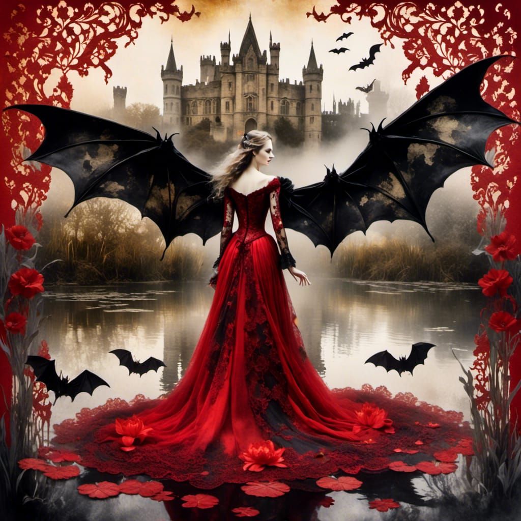 Ornate Vampire Queen in Gothic Setting