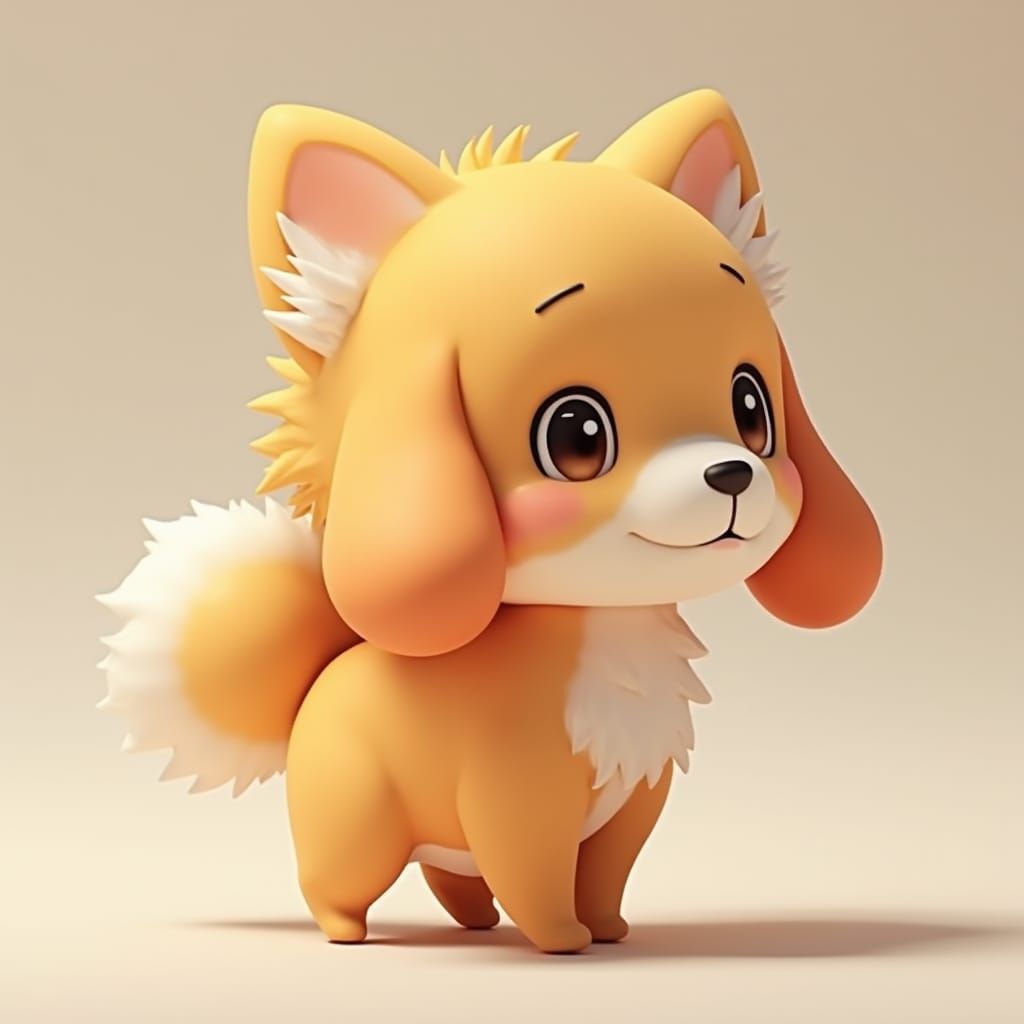 Whimsical Girl-Dog Hybrid in Vibrant Anime Style