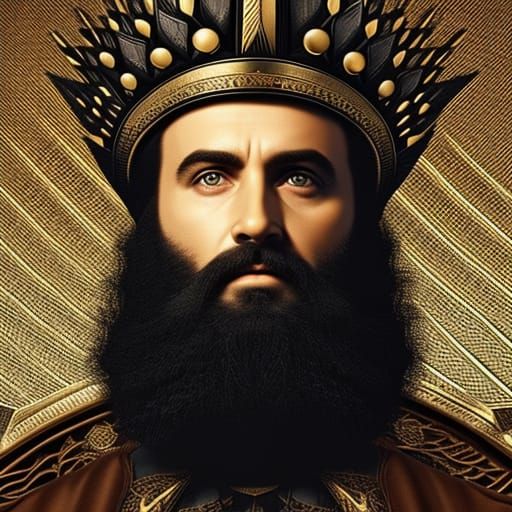 Crowned Man Portrait in Vivid Impressionist Style