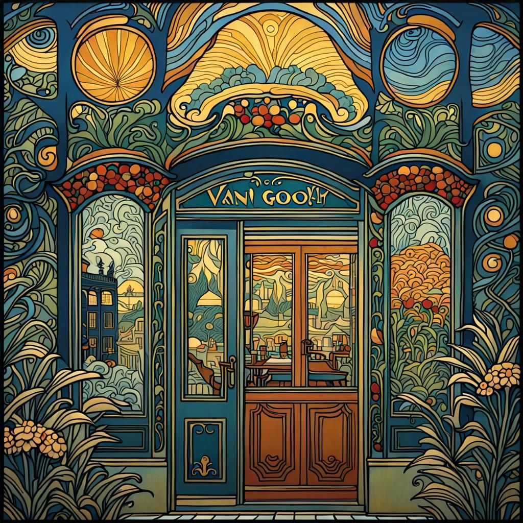 Parisian Cafe in Art Nouveau Style