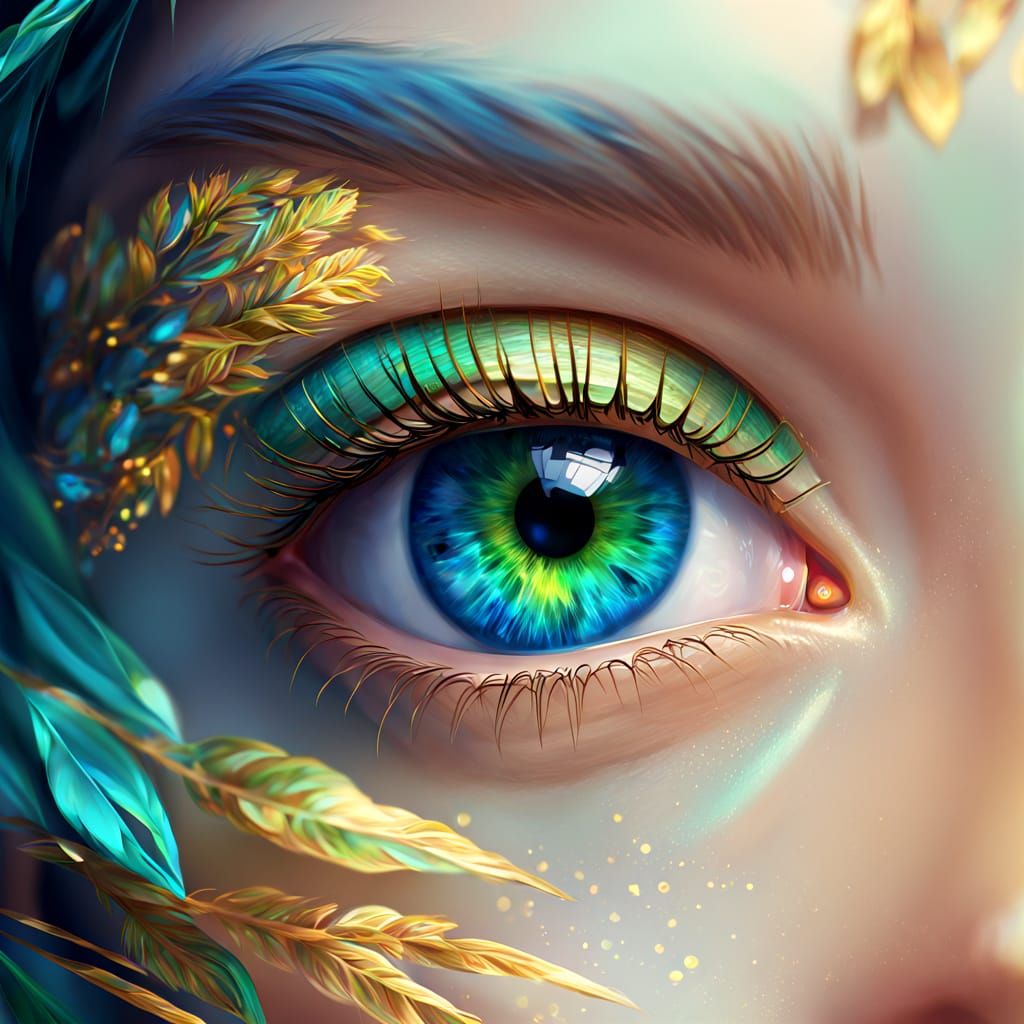 Vibrant Digital Art of a Person with Heterochromia in Illust...