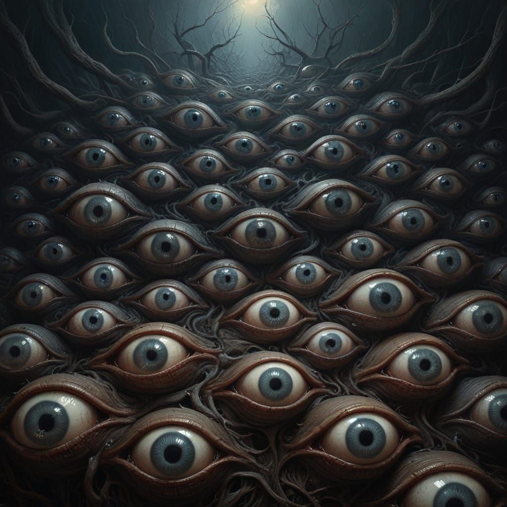 Surreal Eyes Landscape Blurs Reality and Nightmares