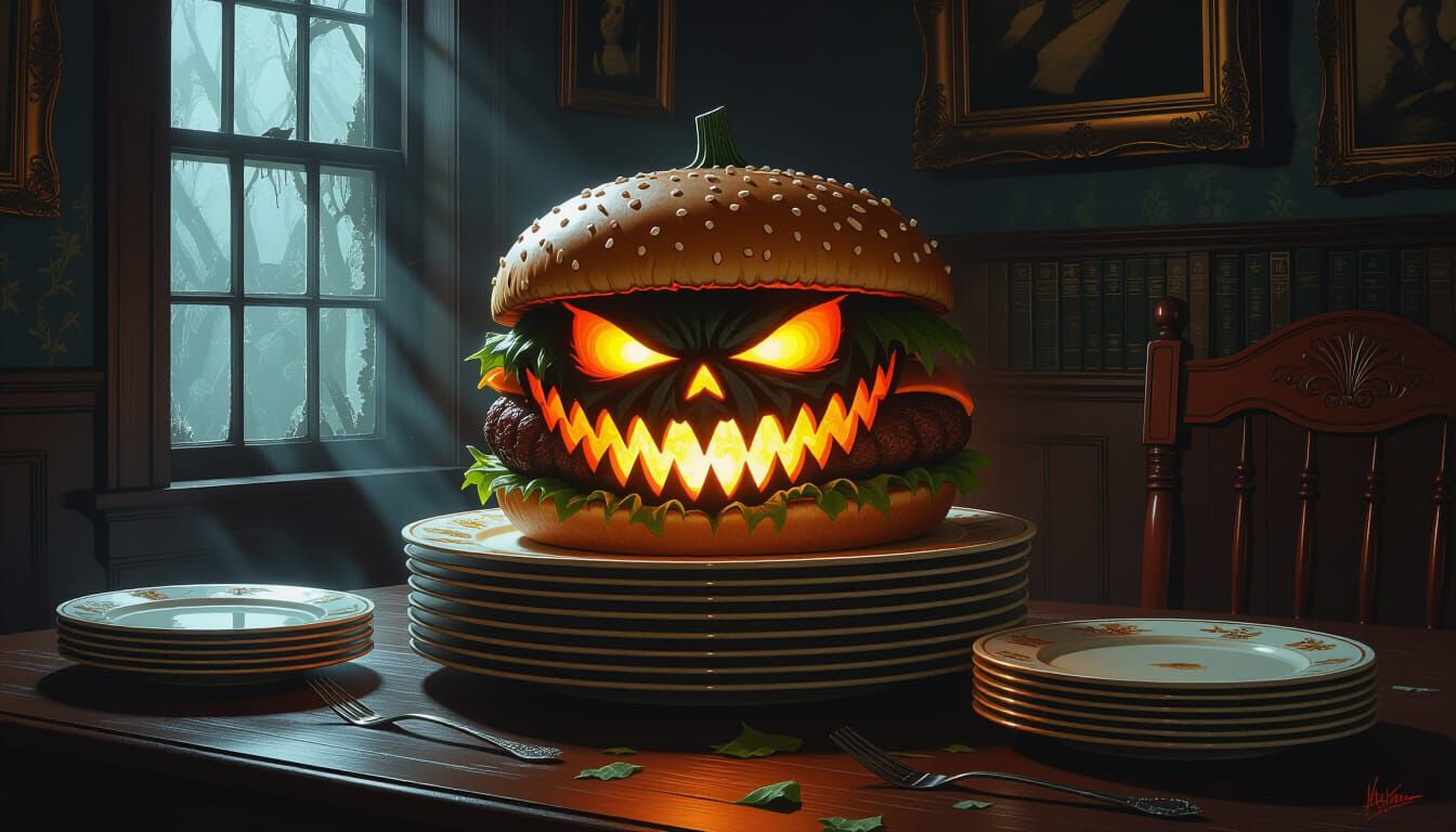 Sinister Hamburger Lantern Glows in Victorian Study
