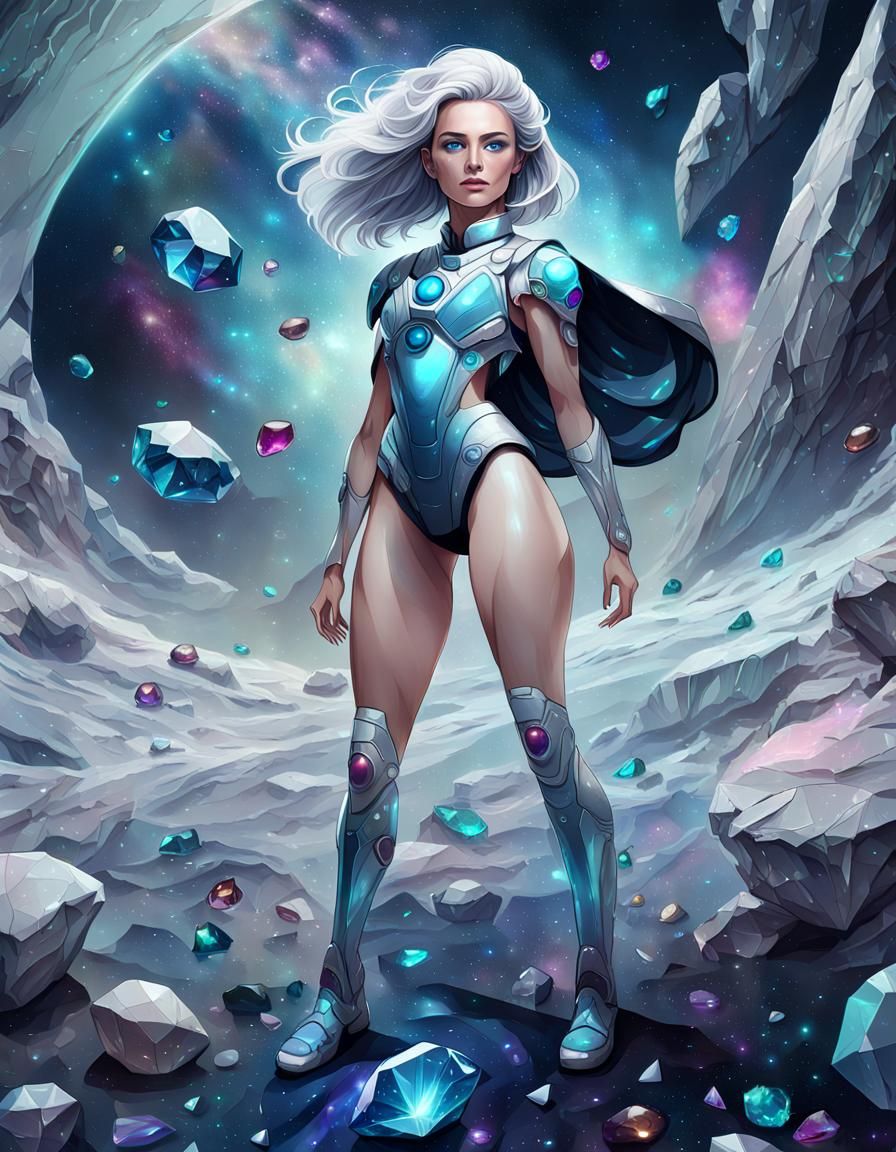 Ethereal Space Goddess Embracing the Cosmic Beauty