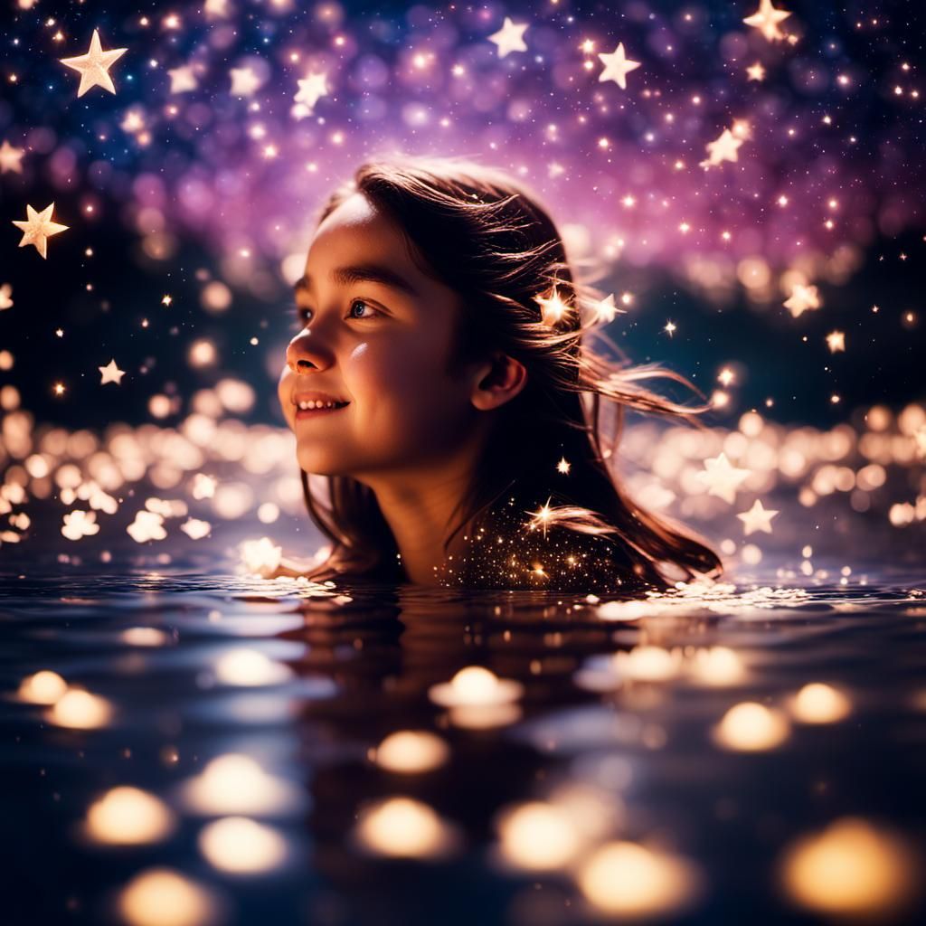 Girl Swimming Through Stars: Raya-Inspired Portrait