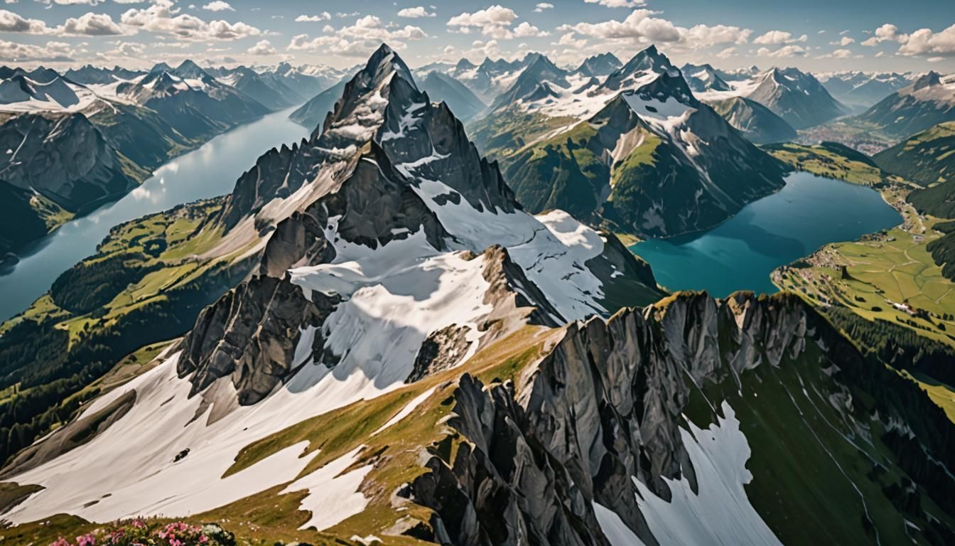 Snow-Capped Swiss Peak in Alpine Landscape Photography