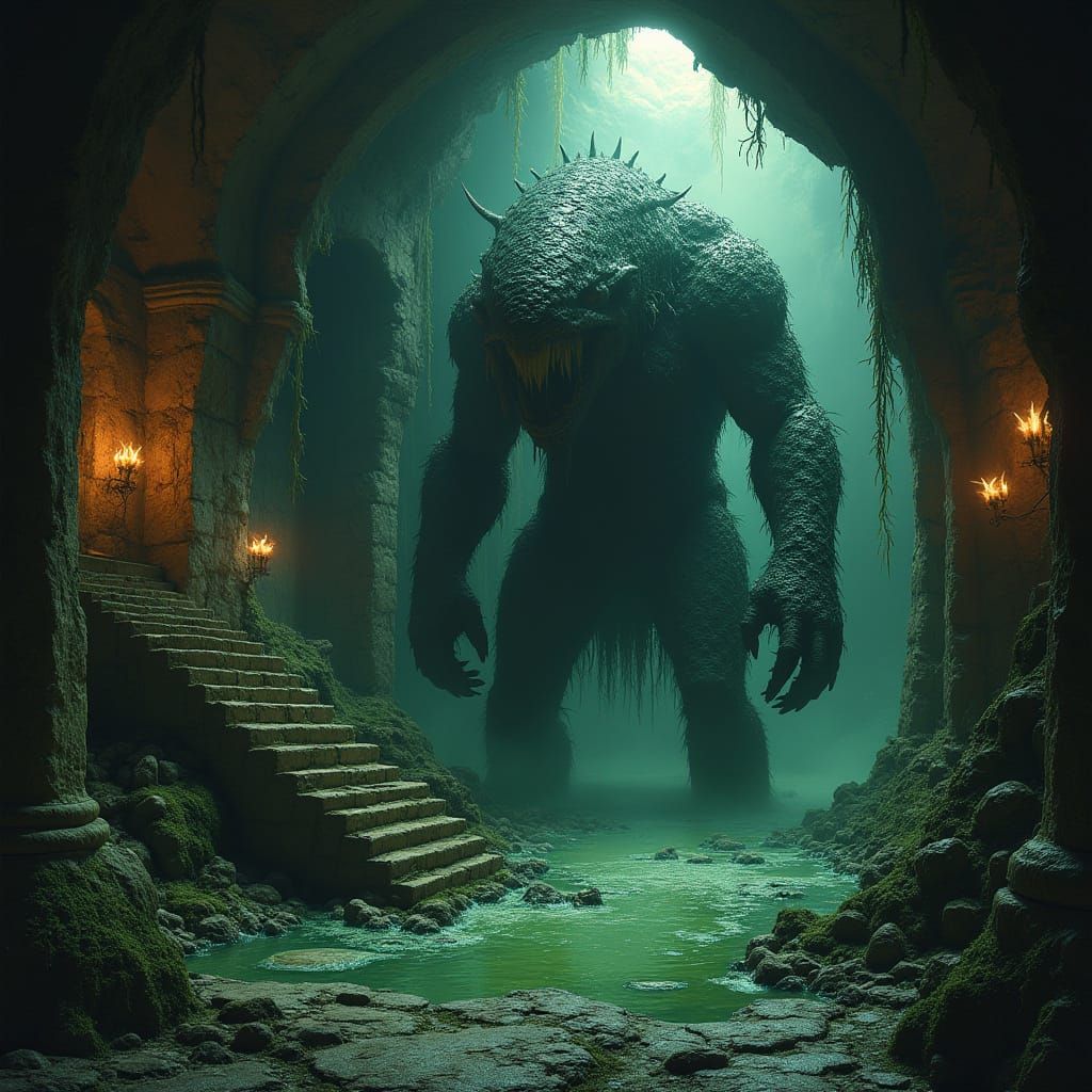 Ancient Cavern with Ankheg in Gothic Fantasy Style