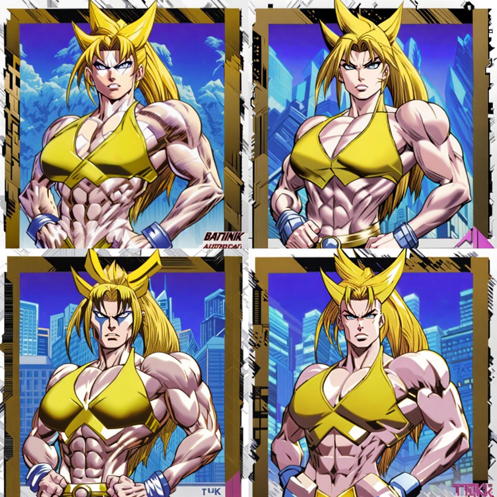 Blonde Female Bodybuilder  as Abel from Battle Arena Toshind...