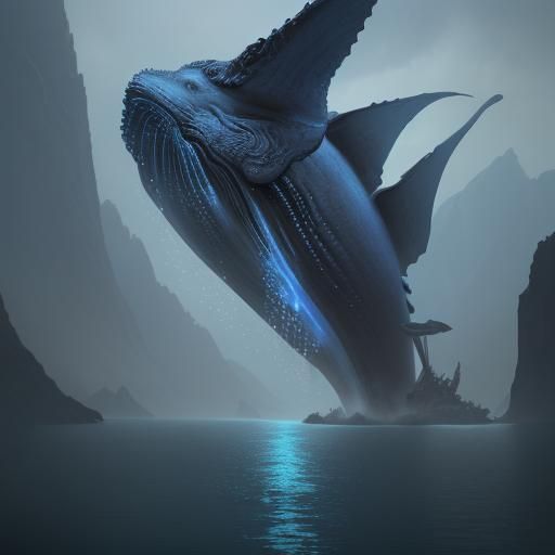 Fantastical Blue Whale Matte Painting