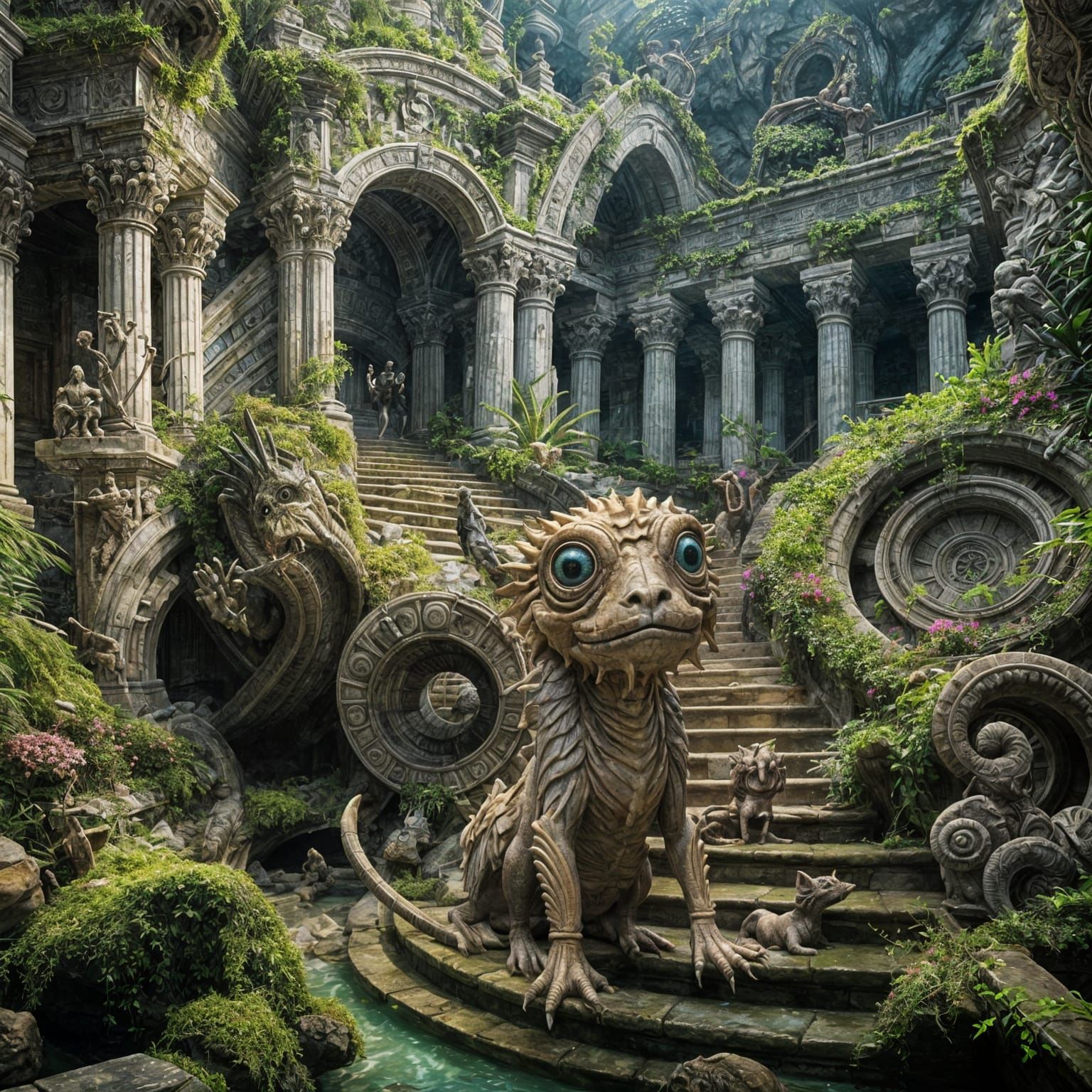 Creature Ascends Stairs in Atlantis