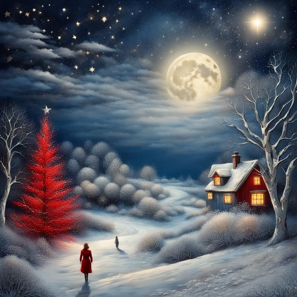 Enchanted Christmas Eve Journey Under Moonlight