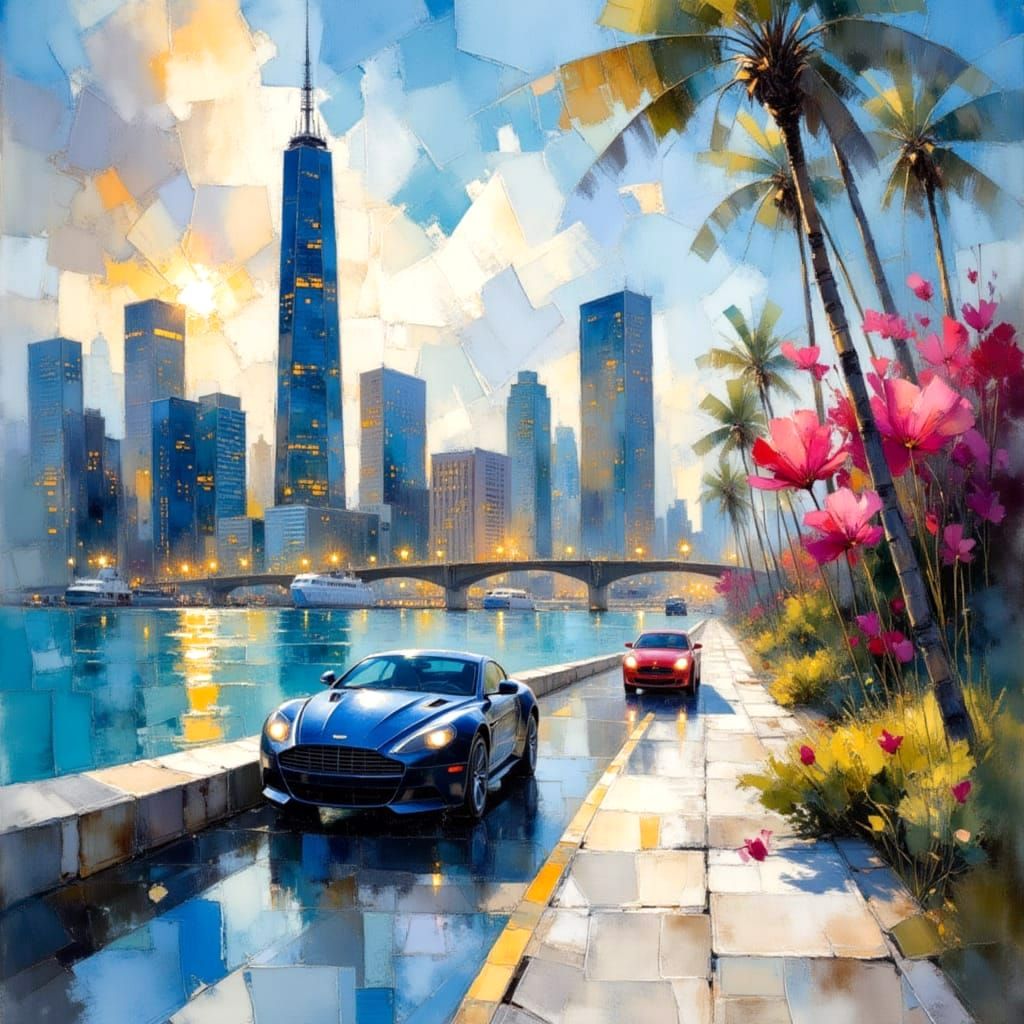 Dreamlike Miami Beach and New York Seascape