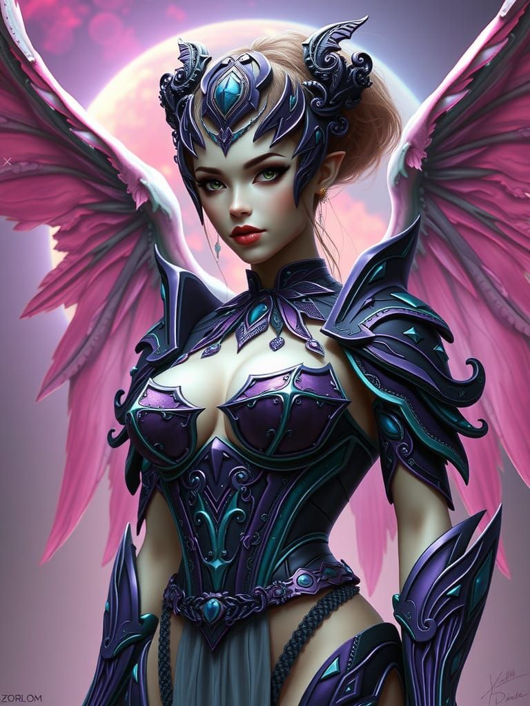 Ethereal Goddess in Cyberpunk Gothic Armor