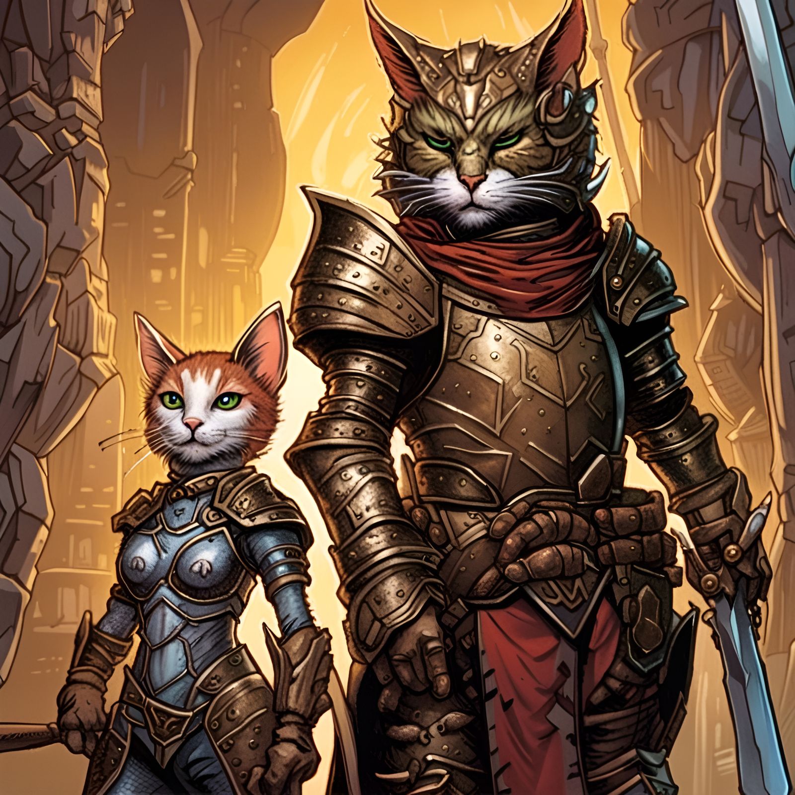 Tabaxi Paladin and Kobold Rogue Comic Art