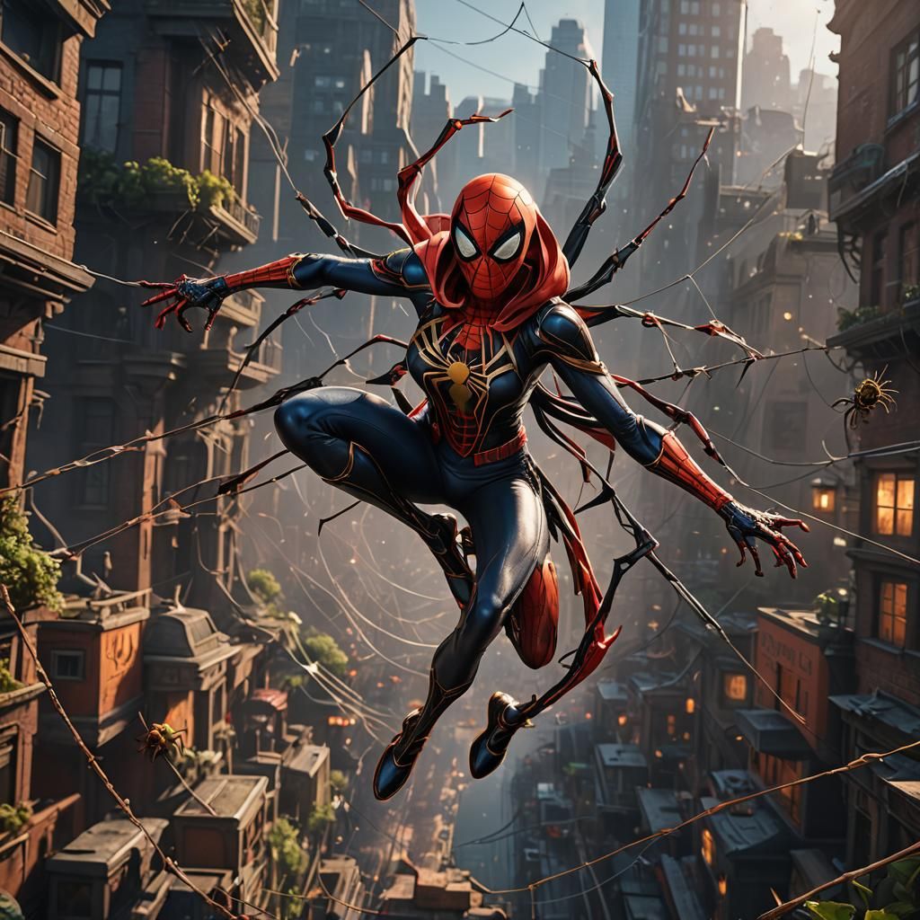 Detailed Spider Girl Matte Painting in Fantasy Art Style