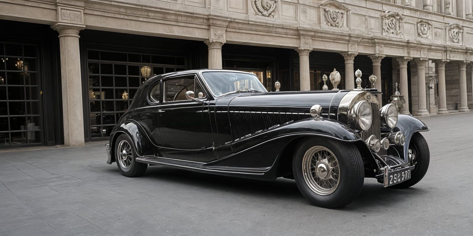 Exotic Black Luxury Car in Art Deco Style