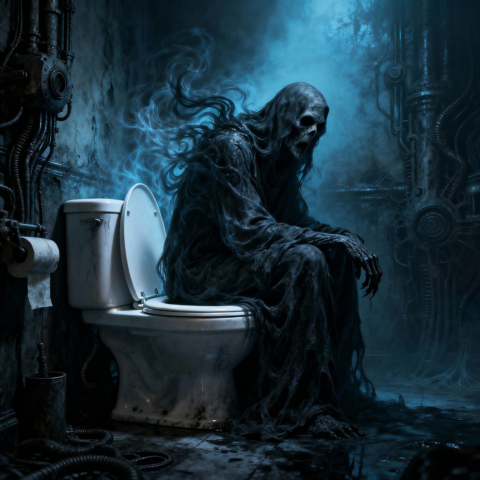 Dementor on Toilet in Gothic Horror Style