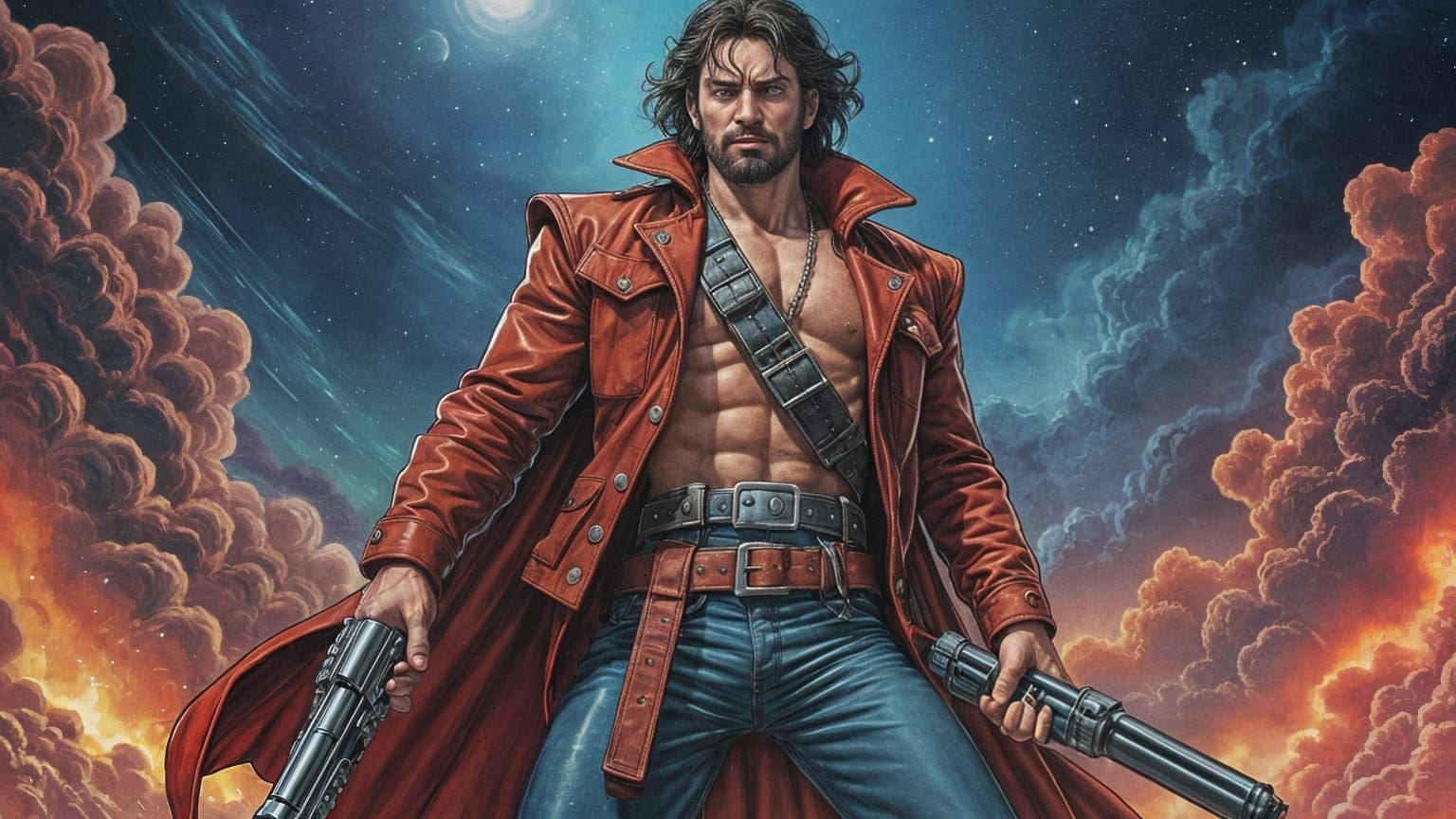 Space Pirate from Alien Empire in 80s Anime Style