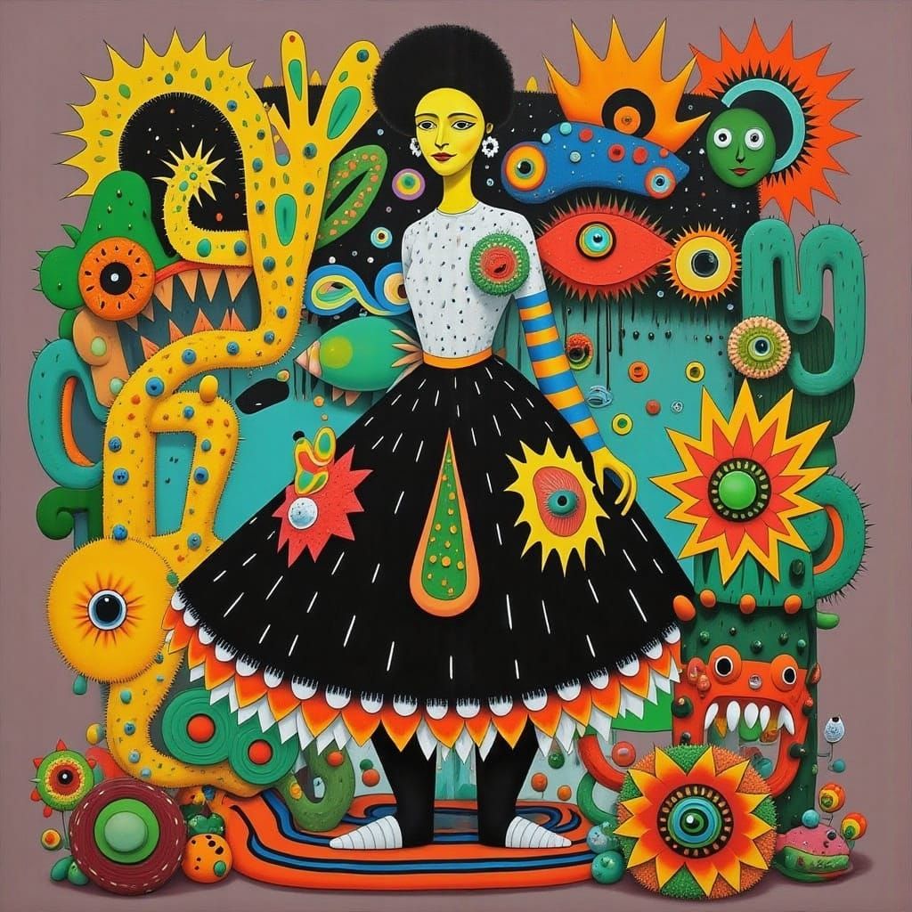 Vibrant Cactus Dreamscapes in Psychedelic Surrealism Style