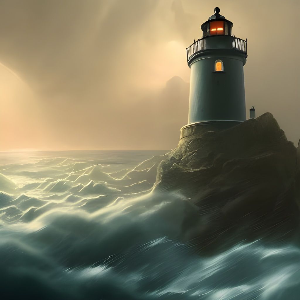 Majestic Lighthouse in Storm: Cinematic Art