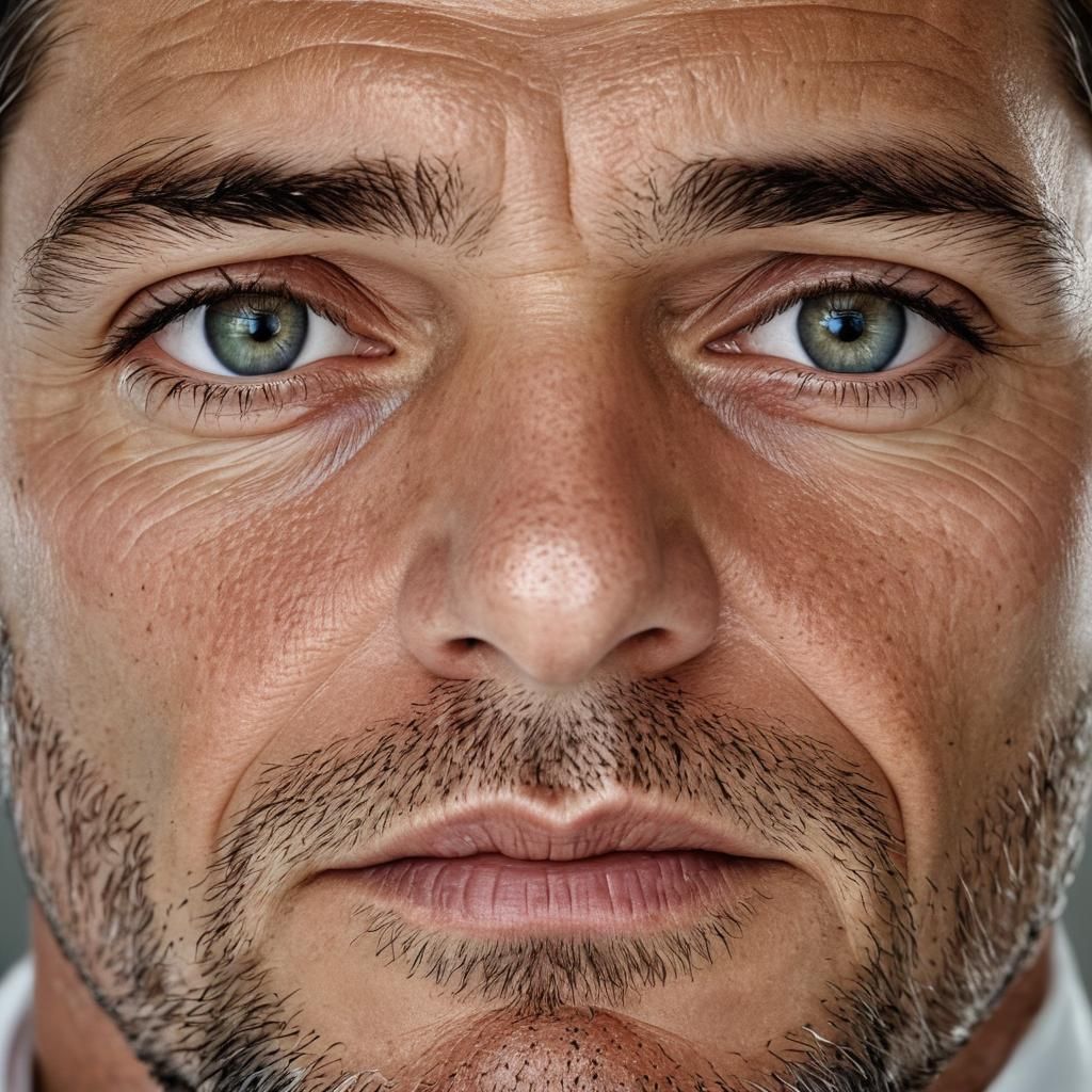 Intense Portrait of a Man with Complex Personality