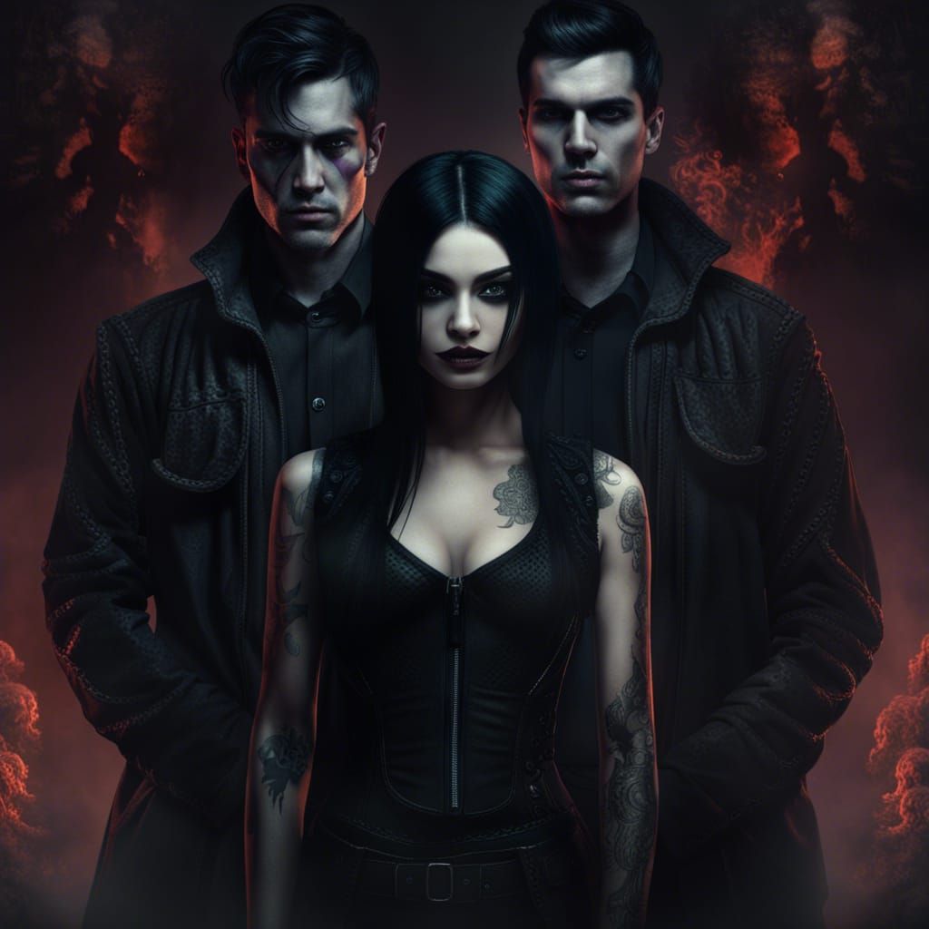 Gothic Siblings Protected in Horror Style