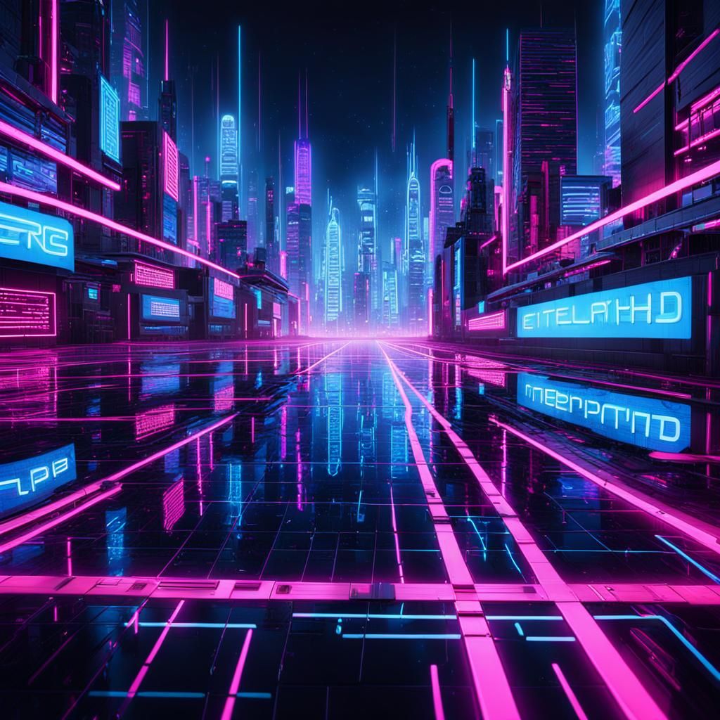 Cyberpunk Cityscape Displaying Mental Telepathy in Neon