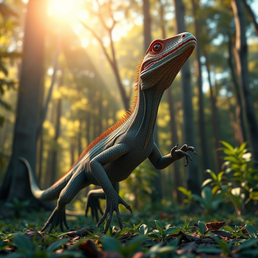 Giant Tree Monitor in a Vibrant Forest Landscape