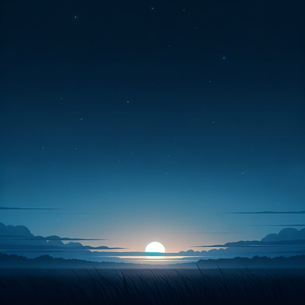 Serene Nightfall Sky with Rising Moon and Twinkling Stars