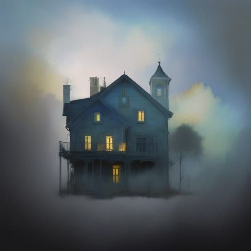 Impressionist House and Time Painting with Gouache and Water...